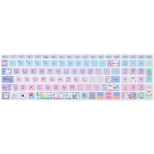 Keyboard Cover for HP Envy x360 15m-bp/bq /2020 2019 HP Pavilion 15/ HP Pavilion x360 15.6” Series/HP Envy 17 17.3" Series/HP Laptop 15t 17t 17-ca0011nr 17-by0040nr, Cute Bunny - color: Cute Bunny