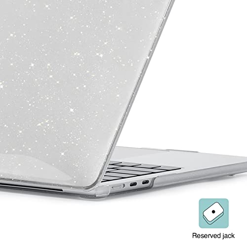EooCoo Case for MacBook Air 15 inch M5 M4 M3 M2 2026-2023, Sparkly Clear | Easy to Install, Sturdy, Plastic Hard Shell Case & Keyboard Cover & Screen Protector, Model: A3448 A3241 A3114 A2941 - color: Sparkly Clear