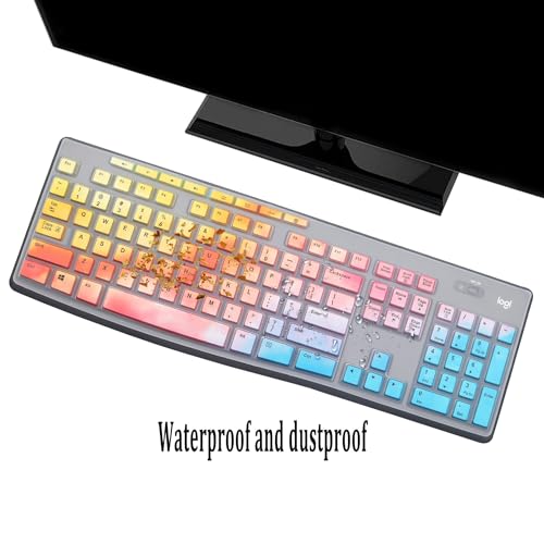 i-Tensodo Keyboard Cover for Logitech MK200 MK260 MK270 MK275 MK295 & K200 K260 K270 Keyboards, US Layout - Dazzling Multicolor Silicone Dust-Proof Washable Skin - color: Dazzling