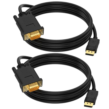 (in) DisplayPort to (Out) VGA Adapter DP to VGA Cable Male to Male Gold-Plated for Computer, Laptop,Monitor, TV, Projector (NOT Bidirectional,) (3 Feet / 2PACK) - style: 3.3FT-2PACK