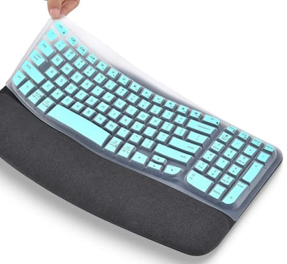 Keyboard Cover Skin for Logitech Wave Keys MK670 Combo Wireless Ergonomic Keyboard Skin, Logitech Wave Keys Wireless Ergonomic Keyboard Cover Protector Skin Accessories, Mint - color: Mint