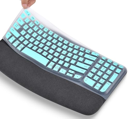 Keyboard Cover Skin for Logitech Wave Keys MK670 Combo Wireless Ergonomic Keyboard Skin, Logitech Wave Keys Wireless Ergonomic Keyboard Cover Protector Skin Accessories, Mint - color: Mint