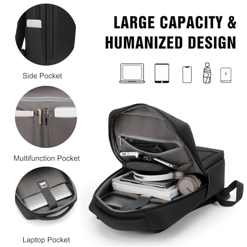 FANDARE 15.6 inch Business Laptop Rucksack Bag with USB Charging Port Mens Laptop Backpack Business Travel Rucksack Polyester Daypack with Luggage Strap Multi-Compartment for Work Commuter Blue - color: Blue