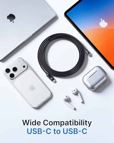 VRURC Ultra 240W Fast Charging USB C Cable with LED Digital Display, 3.3ft | Smart Display,Battery Protection,Nylon Braided,Compatible with MacBook,iPad Pro,Laptops,iPhone 17/16/15,Galaxy S25/S26,More - color: Black