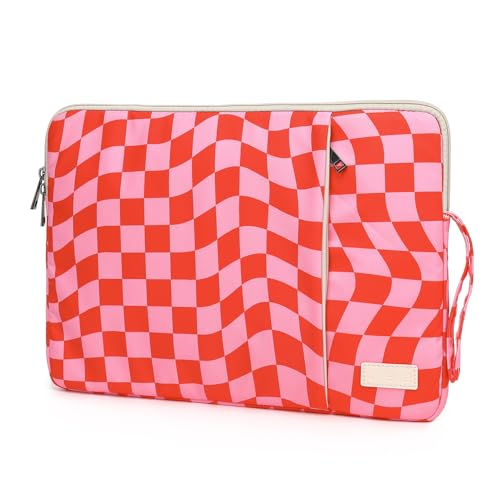 Laptop Sleeve 13.3 inch14 Inch, 15.6inchWater Resistant Traveling Computer Cover with Handle, Shockproof Protective Carrying Laptop Case (Y8-Pink Checker, 14 inch) - color: Y8-Pink Checker, size: 14 inch
