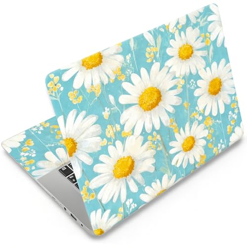 DEGDFSGR 12.1-15.6 Inch Universal Reusable Laptop Skin Sticker Decal, Waterproof Removable Protector for Notebook Cover, Scratch-Resistant Vinyl Cuttable Full Wrap Sticker, Daisy Floral Wildflower - color: Daisy Floral Wildflower