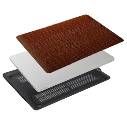 Hard Case Compatible with Old Version MacBook Pro 13 inch Case 2012 2011 2010 2009 2008 Release A1278 with CD-ROM, Crocodile Print Leather Laptop Protective Hard Shell & Keyboard Cover, Brown - color: Brown, size: A1278(Pro 13" w/CD-ROM 2008-2012)