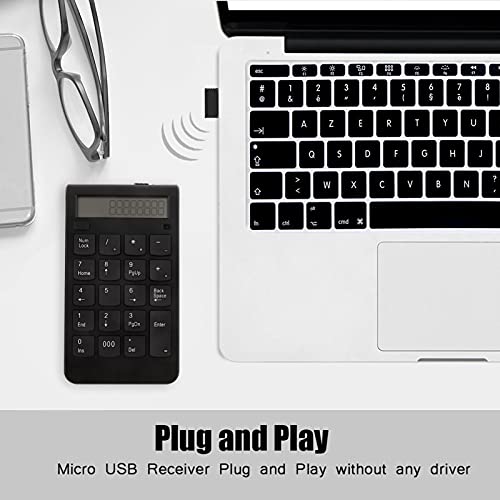 Septpenta Wireless Numeric Keyboard, 2.4G Wireless Transmission, 29 Keys Number Keyboard, Portable Keypad, with LCD Display for Microsoft/Android System