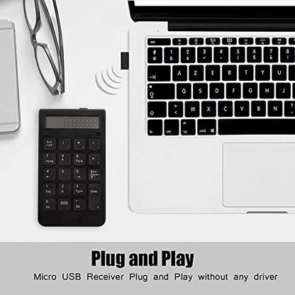 Septpenta Wireless Numeric Keyboard, 2.4G Wireless Transmission, 29 Keys Number Keyboard, Portable Keypad, with LCD Display for Microsoft/Android System