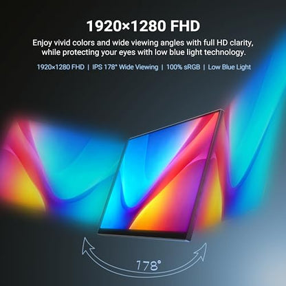 MINIX SF10T Portable Monitor 10.5 inch Touchscreen Laptop Monitor IPS 178° Wide-Viewing/Built-in Dual Speakers Low Blue-Light/HDR Eye Care External Screen w/Smart Cover for Mac PC Xbox PS4/5 Switch - size: 10.5 inch