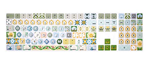 Silicone Keyboard Cover Skin for Mac Wireless Magic Keyboard with Numeric Keypad MQ052LL/A(Model: A1843) 2017/2018,Cute Print,US Layout,Bohemian Green - color: Bohemian Green
