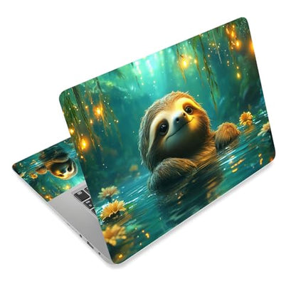 Aesthetic Laptop Skin Cover,12-15.6 Inch Universal Vinyl Sticker Decal,Waterproof Scratch-Resistant Notebook Wrap,Removable Residue-Free Protector,Sloth Forest Glow - color: Sloth Forest Glow