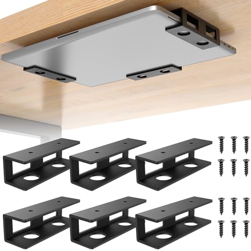 2 Pack Under Desk Laptop Mount with Anti-Scratch Felt Board, Holder Tray, Durable Shelf for Keyboard Storage - size: 6pcs-2 Pack