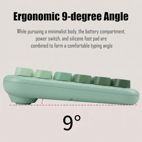 Colorful Wireless Keyboard with Magnetic Bear, Bluetooth/2.4G Dual Mode, Compact TKL Quiet Membrane Keyboard, Cute Gradient Retro Round Keycaps, Compatible with PC/Laptop/Tablet/Smartphone (Green) - color: Green