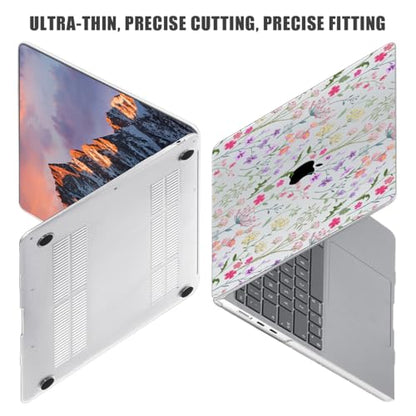 for MacBook Air 15 inch Case 2026-2023 Release M5 A3448 M4 A3241 M3 A3114 M2 A2941 Liquid Retina Display, Hard Shell Case with Keyboard Cover+Screen Film+Trackpad Film, Flower - color: Flower