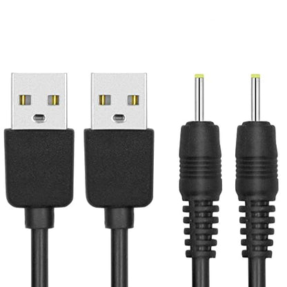 2 Pack USB DC Power Cable 2.5mm x 0.7mm, Black (1m / 3.3ft) | USB Charging Copper Wire 5V Barrel Jack Plug Male Female Connector Extender Socket Charger Monitor Adapter
