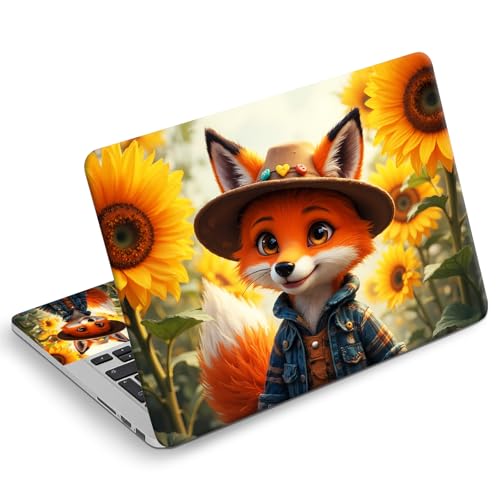 Universal Laptop Skin Sticker Decal, Compatible with MacBook HP Dell Lenovo 12"-15.6", Reusable Vinyl Notebook Cover 3PCS Set, High-Recognition Film-Cute Fox in Cowboy Hat Outfit - color: Cute Fox in Cowboy Hat Outfit