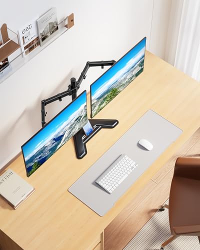 MOUNTUP Dual Monitor Stand - Freestanding & Height Adjustable Monitor Desk Mount, Steady VESA Mount Holds Max 17.6 lbs, Computer Monitor Stand for 2 Screens up to 27 inches, for Home Office - size: Dual, style: Freestanding