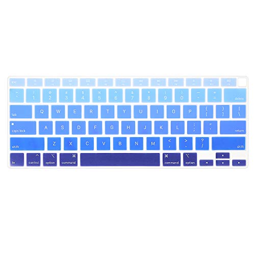 ProElife Keyboard Cover for MacBook Air 13-Inch with Touch ID A2337 M1 | Ombre Blue, U.S. Layout, Non-interference Design for ID Key, Dust-Resistant, Silicone Protective Skin, Washable & Reusable - color: Ombre Blue