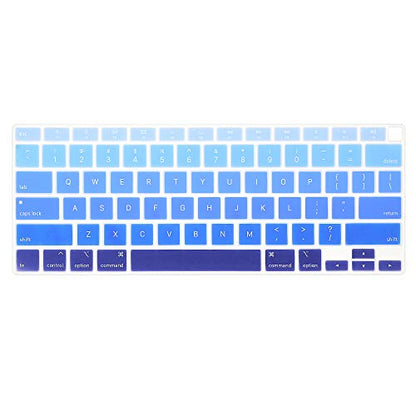 ProElife Keyboard Cover for MacBook Air 13-Inch with Touch ID A2337 M1 | Ombre Blue, U.S. Layout, Non-interference Design for ID Key, Dust-Resistant, Silicone Protective Skin, Washable & Reusable - color: Ombre Blue