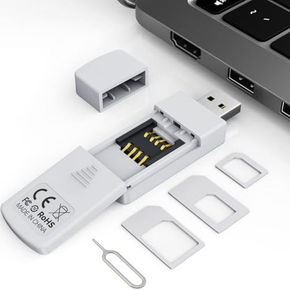SIM Card Reader-Micro/Nano/Standard Sim Card Readers-USB to SIM Card Adapter Edit,Sim Card Adapter Kit with Eject Pin and Read Messages/Contacts,SIM Card Reader for Laptops Computer Windows