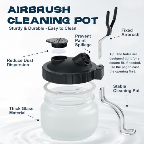 X ARTY HUB Airbrush Cleaning Kit, 16.2 fl oz Cleaner, Cleaning Pot & Tools | Easily Handles Water-Based and Acrylic Paints, Glass Airbrush Cleaning Pot, Air Brush Cleaning Tools, Airbrush Cleaner Kit - size: Airbrush Cleaning Kit with 16.2 fl oz Cleaner