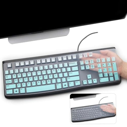 2PCS Keyboard Cover for Logitech K120 & MK120 Ergonomic Desktop USB Keyboard Ultra Thin US Layout Protective Skin-MintGreen+Clear - color: MintGreen+Clear
