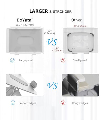 BoYata Laptop Stand, Adjustable Multi-Angle Riser, Up to 17 Inches, Silver | Sturdy Alloy Steel, Heat-Vent Design and Silicone Pads Support Laptops up to 17 Inches, Including MacBook and Surface - color: Silver