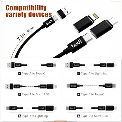 BUDI Multifunctional 9 in 1 Data Cable with USB Type-C Card Reader Micro SD Memory Card high-Speed Card Reader Adapter Suitable for Mobile Phone Cameras and Computers