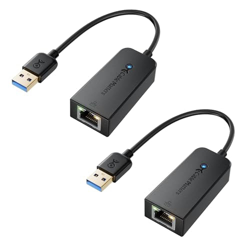 Cable Matters 2-Pack USB to Ethernet Adapter, USB 3.0 Gigabit Network | Plug & Play, PXE MAC Address Clone, 10/100/1000Mbps, for Laptop - size: 2-Pack