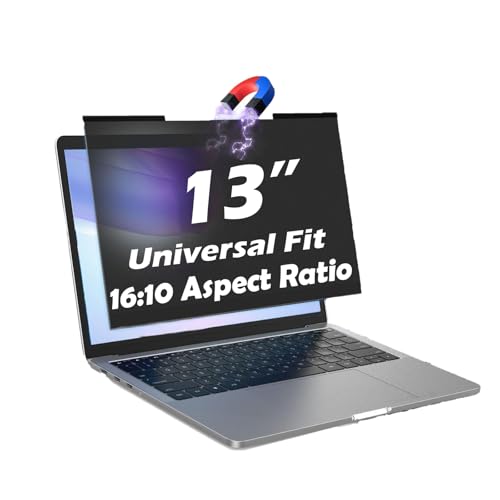 13.3 Inch Magnetic Laptop Privacy Screen – Removable Privacy Filter, 16:10 Aspect Ratio, Anti-Glare, Blue Light Blocking, UV Protection, Dual-Sided, Universal Screen Protector for HP, Dell, Lenovo, ThinkPad, Acer, Asus (13.3 inch 16:10) - size: 13.3 inch