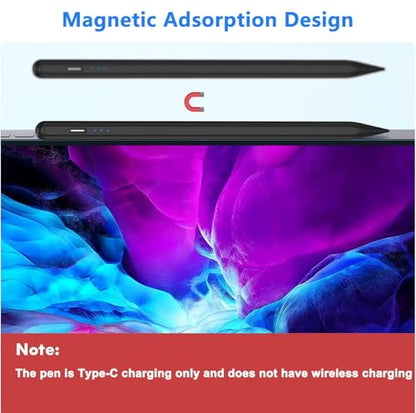 Stylus Pen for Apple iPad A16/11th 2026-2018 iPad Pencil A16/11/10/9/8/7/6,Air 11"/13" M4/M3/M2/5th-3rd,Pro 13"/11"/M4/12.9",Mini A17 Pro/6/5th Stylus Palm Rejection Tilt Sensitivity Fast Charge-Black - color: Black, size: 1pack