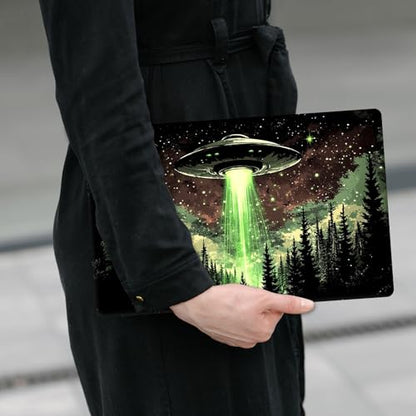 Laptop Skin Sticker Decal 12" 13" 13.3" 14" 15" 15.6",Waterproof Scratch Resistant Vinyl,Reusable Easy to Apply,for MacBook HP Dell Notebooks Netbooks Laptop,2 Wrist Pads,Alien Ship Forest - color: Alien Ship Forest