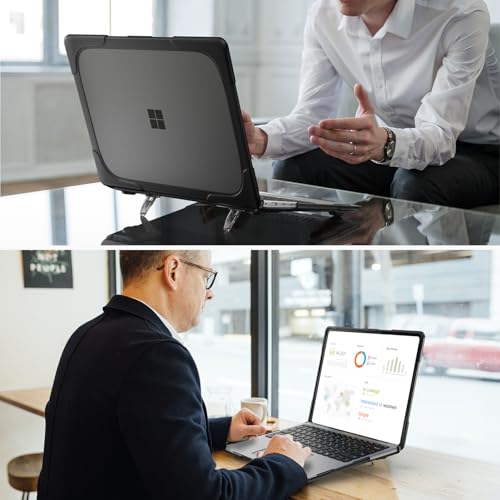 Batianda Durable Stand Case for Microsoft Surface Laptop 13.8 Inch, Black | Ergonomic Foldable Stand, Heavy Duty Matte Hard Shell, Fits 2024-2026 Surface Laptop 7/8th Edition for Business 13.8 Inch - color: Black