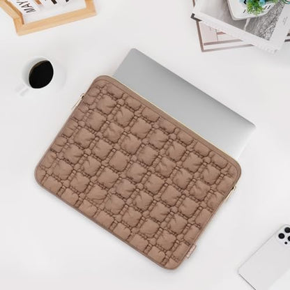 MOSISO Laptop Case 13.3 inch,13-13.3 inch Puffy Laptop Sleeve Carrying Case | Compatible with MacBook Neo/Air 13.6/Pro 13/14, HP Dell ASUS Lenovo, Raised Quilted Grid Computer Bag with Small Case, Brown - color: Brown