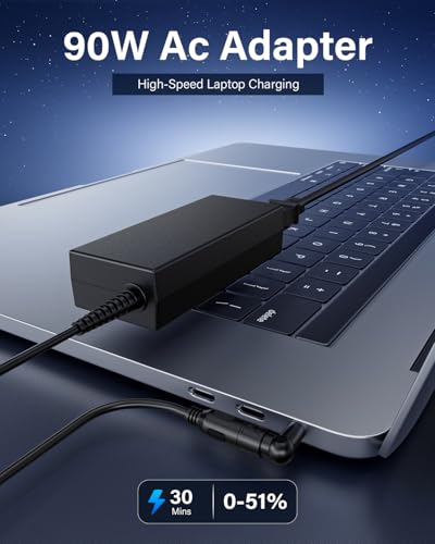 90W Universal Laptop Charger Compatible with HP Dell Asus Acer Sony AC Adapter IBM Gateway Notebook Ultrabook Chromebook Pavilion Inspiron Latitude Power Supply Cord with 15 Tips