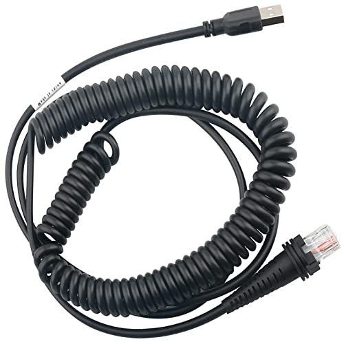 Barcode Scanner Cable for Honeywell, USB to RJ45 Cable, CBL-500-300-S00 1900GHD 1900GSR 1902GSR 1300G 1250g 1450G 1902GHD 1400G (5M / 16FT Coiled USB Port) - size: 16 ft Curly