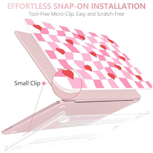 for MacBook Neo 13 Inch Case 2026 Release Model A3404, Pink Aesthetic Ultra-Slim Hard Shell with Keyboard Cover, 6-in-1 Laptop Accessories Bundle for Women Girls, Retro Groovy Hearts - color: Retro Groovy Hearts