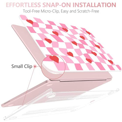 for MacBook Neo 13 Inch Case 2026 Release Model A3404, Pink Aesthetic Ultra-Slim Hard Shell with Keyboard Cover, 6-in-1 Laptop Accessories Bundle for Women Girls, Retro Groovy Hearts - color: Retro Groovy Hearts
