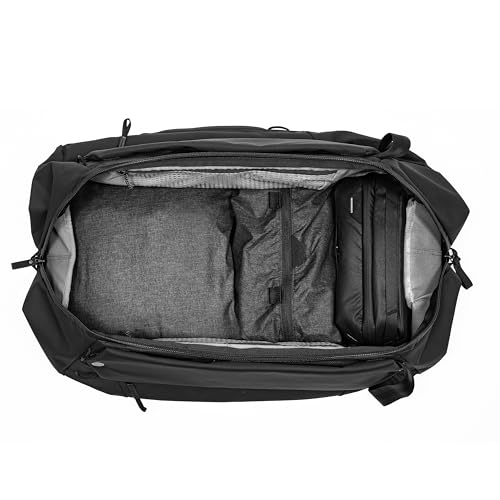 Peak Design Travel Duffelpack 45-65L, Black, Weatherproof Duffel Backpack, Expandable Design, Extra-Long Zip Path, Stowable Straps, Fits Packing Cubes and Camera Cubes, Versatile Duffel Bag for Travel - color: Black