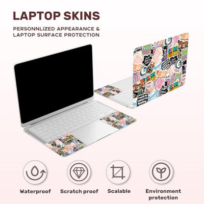Laptop Skin Sticker Decal PVC Vinyl Sticker Notebook PC Protector Waterproof Scratch Resistant Laptop Skin for 12.1 13 13.3 13.6 14 15 15.3 16 Inch Reading Skull Theme with Quote - color: Reading Skull