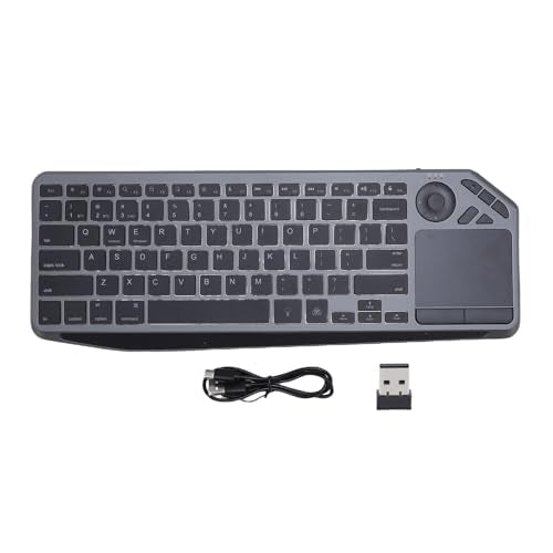 Tangxi Wireless Touch Keyboard with Touchpad, 7 Color Backlight Keyboard for TV PC Laptop Tablet, 2.4G Dual Mode, USB C Rapid Charging, 1000mAh Battery