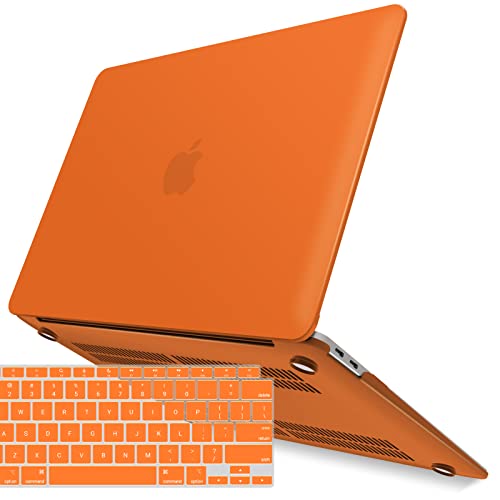 IBENZER Compatible with New MacBook Air 13 inch Case 2022 2021 2020 M1 A2337 A2179 A1932, Plastic Hard Shell Case with Keyboard Cover for Mac Retina Display with Touch ID, Orange, MMA-T13OR+1 - color: Orange