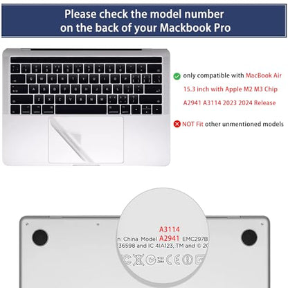 2-Pack Trackpad Protector Cover for 2026-2023 MacBook Air 15.3" M5 M4 M3 M2 Chip Models A3448 A3421 A2941 A3114 with Touch ID Anti-Scratch Touch Pad Protector