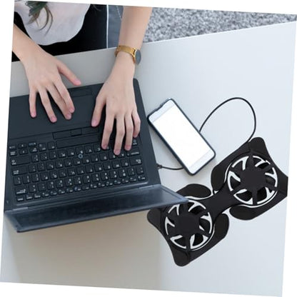 OSALADI Portable Foldable Notebook Cooler with USB Dual Fans Ergonomic Laptop Cooling Pad for Efficient Heat Dissipation and Space Saving Design Black
