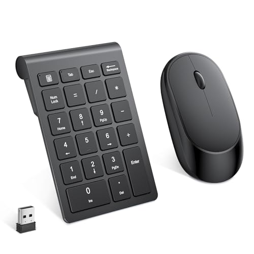Lekvey Wireless Number Pad, Numeric Pad and Mouse Combo, Portable Slim 2.4GHz USB Wireless 10 Key Numpad Keypad for Laptop, Mac, Notebook, Desktop, PC Computer - Black - color: Black