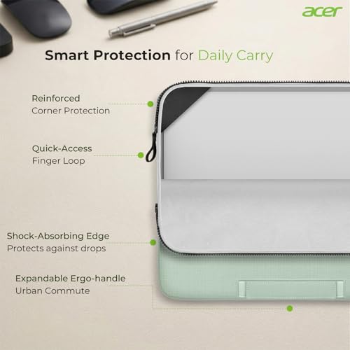 15.6-16 inch Laptop Sleeve Case Protective Briefcase Computer Bag, Green | Waterproof Polyester, Fits Most Laptop Models, Shockproof Interior, Smooth Zippers, Slim Profile - color: Green, size: 16inch