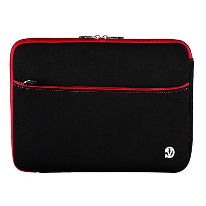 Neoprene Laptop Case | Lightweight Travel Protection | 13" Notebook Compatible Water Resistant Tech Sleeve (Red) - color: Black/Red