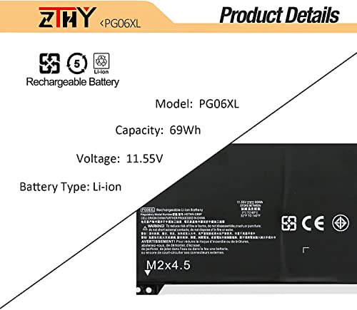 69Wh PG06XL PG06069XL Battery Replacement for HP Omen 15-DH000 15T-DH000 | 15-DH0XXX 15-DH1XXX 15T-DH100 15-DH1010CA 15-DH1019NR 15-DH1065CL Omen 5 Air 15-dh0006TX 15-dh0153TX L48431-2C1 L48497-005 - size: 8.66*3.54*0.28 inch PG06XL