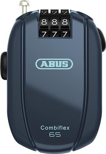ABUS Combiflex Cable Lock - Lock for securing skis, Helmet, pram and Luggage - Trip 65-65 cm Long - 3 mm Thick - with Number Code - Blue - color: Midnight Blue, size: 65 cm
